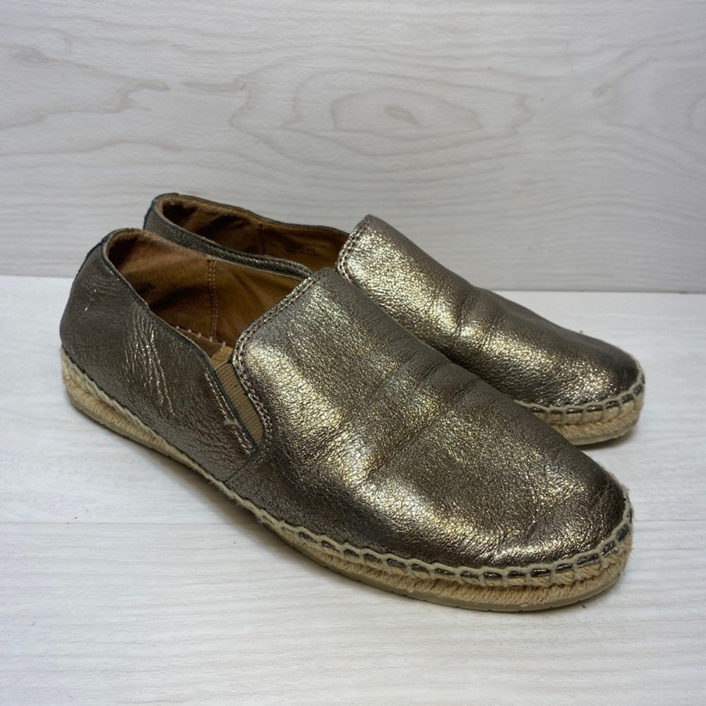 Frye Ivy Espadrille Slip On Gold Metallic Leather‎ Flats 3470070-GSL Womens 7.5M
